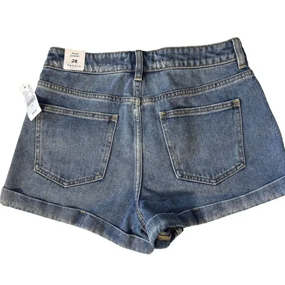 PacSun Womens Mom High-Waisted Denim Shorts Size 28 Light Wash - Picture 2 of 10